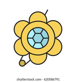 Brooch color icon. Flower shape brooch. Isolated vector illustration