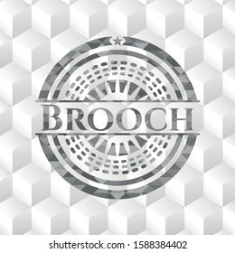 Brooch grey badge with geometric cube white background
