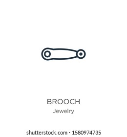 Brooch icon. Thin linear brooch outline icon isolated on white background from jewelry collection. Line vector sign, symbol for web and mobile