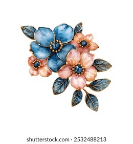 brooch jewelry vector illustration in watercolor style