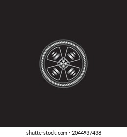 Brooch pin logo vector, simple and modern. With a circular strap pattern, with a silver gradient color scheme.
