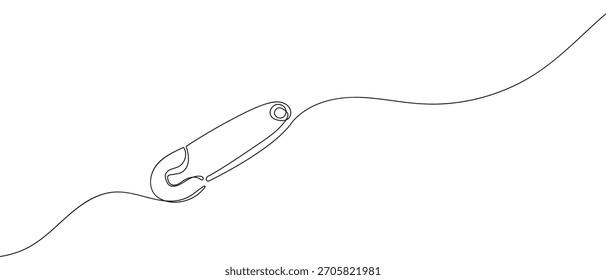 Broche, pin en una línea continua una línea de Ilustración vectorial.