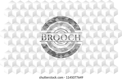 Brooch realistic grey emblem with cube white background