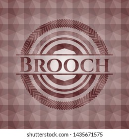 Brooch red emblem with geometric background. Seamless.