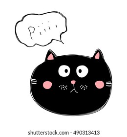 Brooding cat.  Vector illustration EPS10. The cat thinks he's a mouse. Cute kitty children's t-shirt. Funny, wacky, silly kitten.