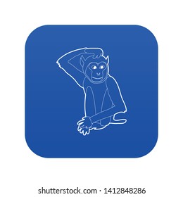 Brooding monkey icon blue vector isolated on white background