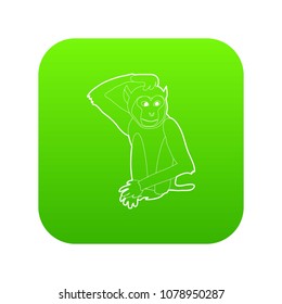 Brooding monkey icon green vector isolated on white background