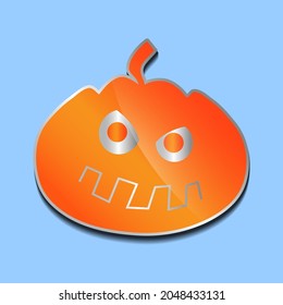 pegatina de calabaza naranja en un fondo de color.
