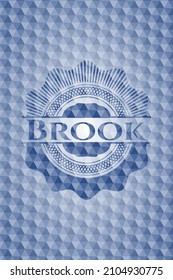Brook blue hexagon badge. Vector Illustration. Detailed. 