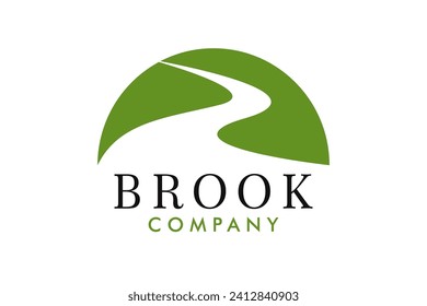 Brook nature landscape logo design vector