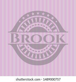 Brook retro style pink emblem. Vector Illustration. Detailed.