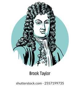 Brook Taylor is an English mathematician who is the author of a famous formula expressing the value of a holomorphic function. Hand-drawn vector illustration