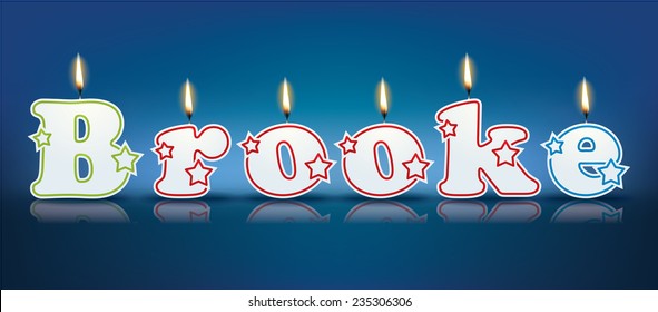 BROOKE written with burning candles - vector illustration