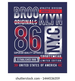 BROOKLYN 86 typography, tee shirt graphics, vectors - Vector