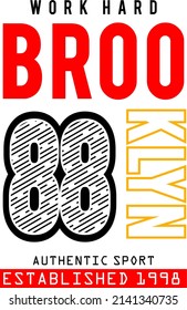 brooklyn 88 tipo de diseño vector para camiseta de impresión