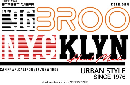 brooklyn 96 typography for print t shirt