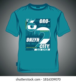 brooklyn abstract graphic t shirt design typography vector illustration casual style denim vintage