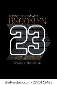 brooklyn active dude,t-shirt design fashion vector