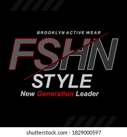 BROOKLYN active wear with graphic typography vector illustration denim vintage good for print t shirt.New generation leader.
