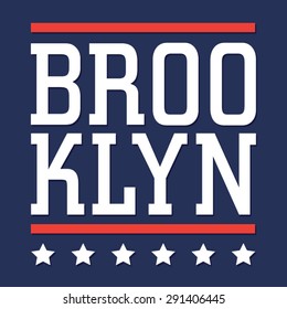 Brooklyn america flag typography, t-shirt graphics, vectors