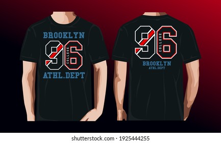 Brooklyn, athletisches dept.96, typografisches Design, für T-Shirt-Ausdrucke, Vektorgrafik
