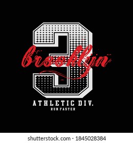 brooklyn athletic numbers,unique images tee typography graphic vector illustration design
