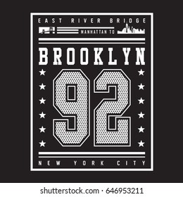 Brooklyn athletic sport typography, tee shirt graphics, vectors