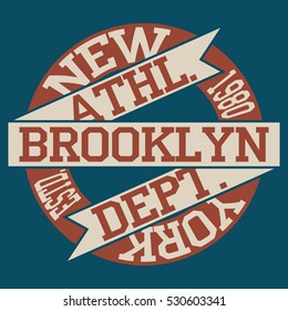 Brooklyn. Athletic sport  typography, t-shirt graphics, Creative design, Vector.