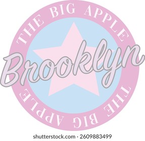 Brooklyn athletic star varsity script retro vintage sport USA Trending vacation holiday American Graphic Tee t-shirt logo slogan graphic artwork typography tote badge emblem crest league teams sports