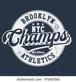 Brooklyn Athletics Champs Vintage T-Shirt Design