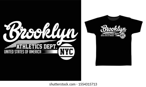 Brooklyn Athletics Dept. Stylish t-shirt and apparel one color design typography, good for T-shirt graphics, poster, print and other uses.