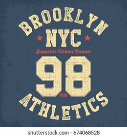 Brooklyn Athletics NYC 98 Vintage T-Shirt Design