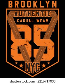 Brooklyn Authentic NYC typography vector t-shirt design.