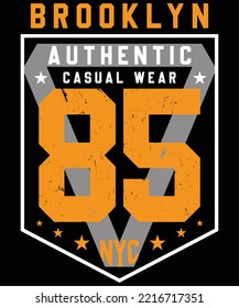 Brooklyn Authentic NYC typography vector t-shirt design.