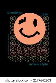 brooklyn awesome dude,t-shirt design fashion happy face vector