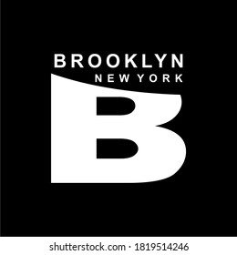 BROOKLYN and B symbol, text design, t shirt, rubber. 