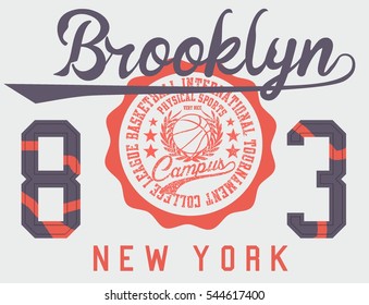 Brooklyn basketball graphic design vector art