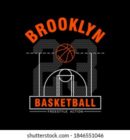 BROOKLYN, basketball sport, typography graphic design, for t-shirt prints, vector illustration.FREESTYLE ACTION
