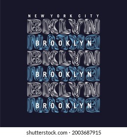 Brooklyn blue color typography vector illustration t shirt print.
