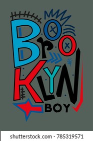 brooklyn boy,t-shirt print poster vector illustration