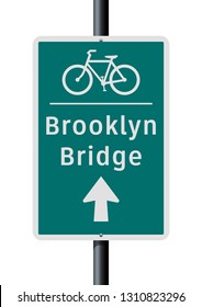 Brooklyn Bridge bicycle direction road sign