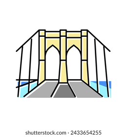 brooklyn bridge color icon vector. brooklyn bridge sign. isolated symbol illustration