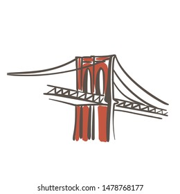 Brooklyn bridge flat color illustration