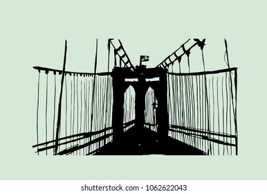 Brooklyn bridge graphic design vector art