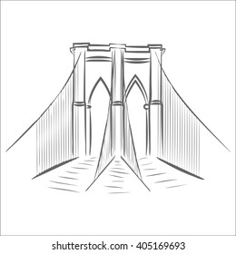 brooklyn bridge graphic design vector art. Icon. 