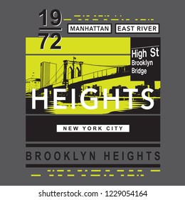 Brooklyn bridge illustration, tee shirt graphics, vectors, typography