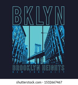 Brooklyn bridge illustration, tee shirt graphics, vectors, typography