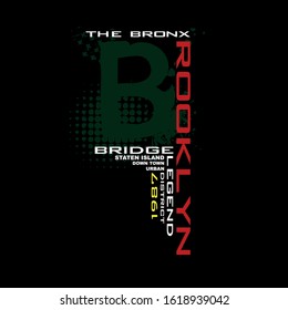 brooklyn bridge legend typography graphic t shirt for print vector illustration design