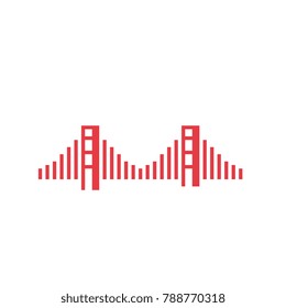 Brooklyn Bridge Logo. Pixel Art. New York City Landmark, Symbol. Isolated Vector Illustration.