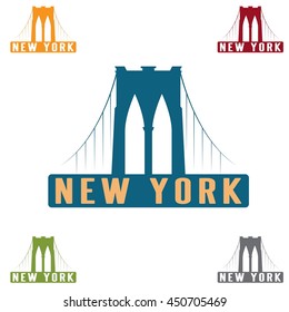 Brooklyn Bridge in New York city vector design template